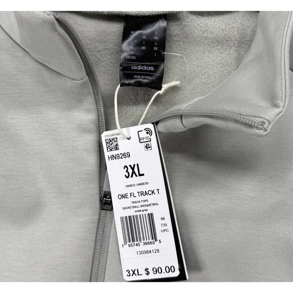 Adidas Mens Track Jacket 3XL Metal Grey HN9269 Oversized Sport Basketball‎